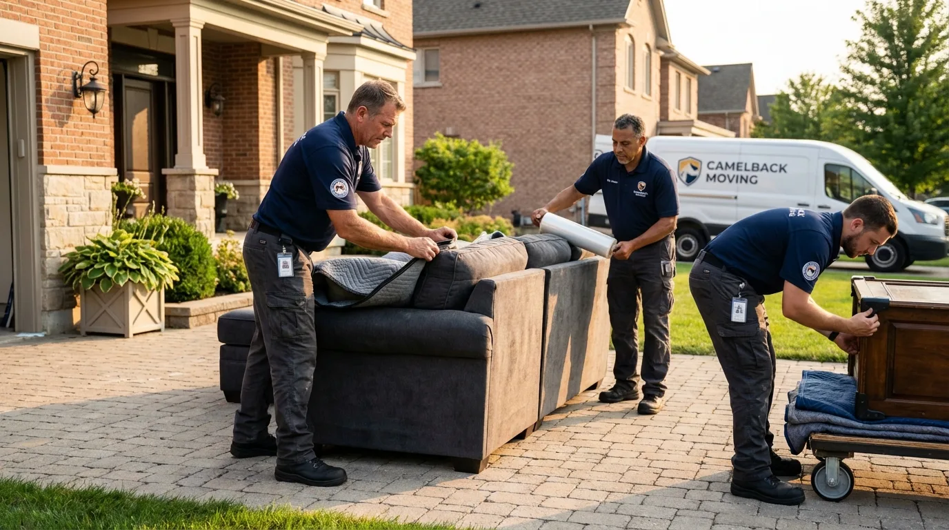 Large estate moving crew wrapping furniture in Lake Forest, CA